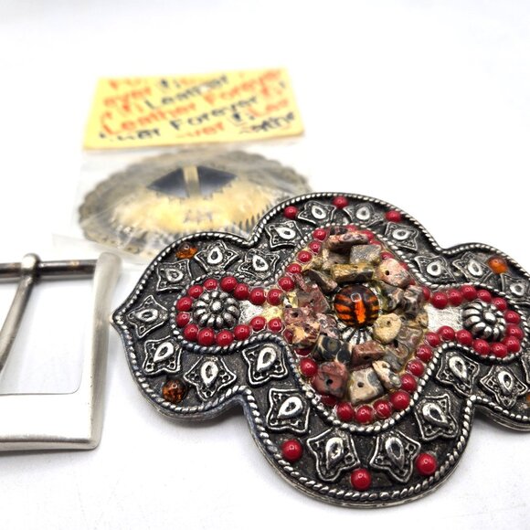 3 Fun Belt-Buckles Men Women 1 from Italy 1 Handcrafted Red 1 Gold-Tone - Picture 2 of 6